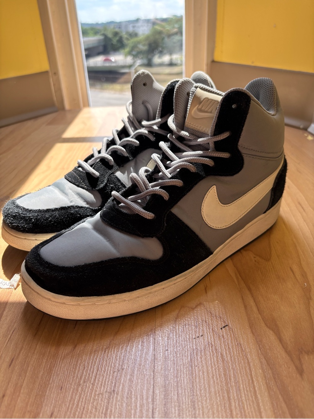 Nike Court Borough Mid Matte Silver and Black (size 9 men’s)